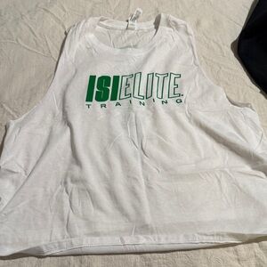 White Sleeveless Top with Green Graphic